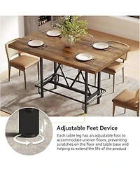 Tribesigns 63-Inch Industrial Bar Table with Metal Footrest, Counter Height Pub Table for Kitchen, Home Bar and Entertaining