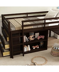 Streamdale Furniture Loft Bed with Desk, Storage Cabinets, and Ladder