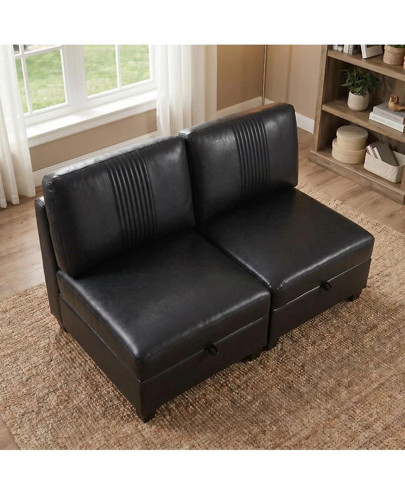 Streamdale Furniture Flexible Modular Pu Sofa with Storage and Sleeper Function - 2 Seater