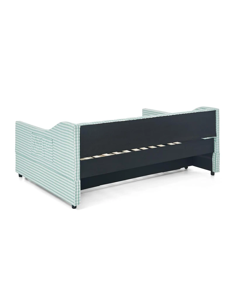 Streamdale Furniture Upholstered Full-Size Convertible Daybed with Trundle and Side Storage