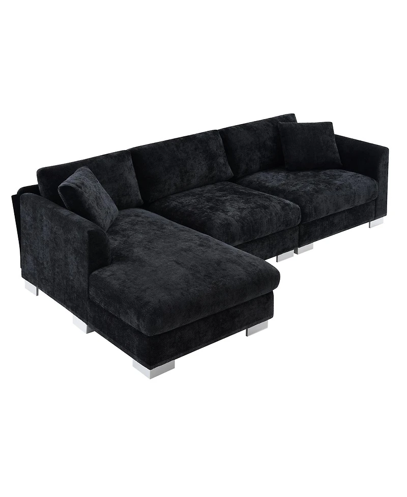Streamdale Furniture 96" Modern Cloud L-Shaped Chenille Sectional Sofa with 2 Pillows