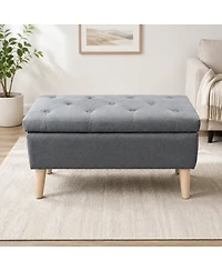 Streamdale Furniture Wide Upholstered Storage Ottoman Bench with Built-in Tray