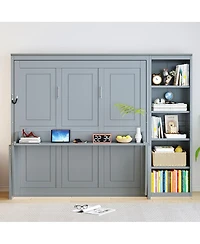 Streamdale Furniture Queen Size Murphy Bed with Desk and Bookshelf