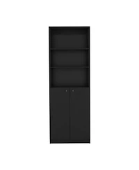 flynama Modern 2 Door Bookcase with Multi Tier Storage Shelves