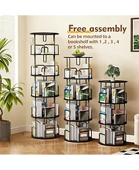 flynama 5-Tier 360 Degree Rotating Bookshelf Tower Stable Metal Frame Vertical Round Home Bedroom Storage Rack