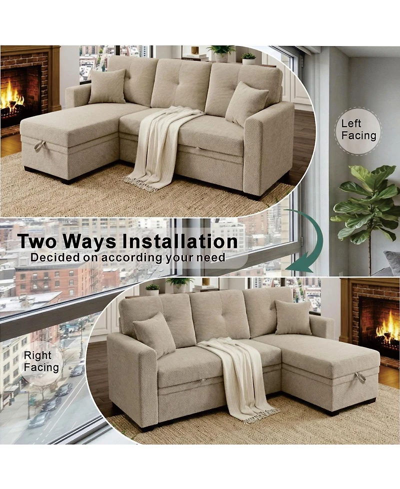 Streamdale Furniture Reversible Sectional Sleeper Sofa with Storage