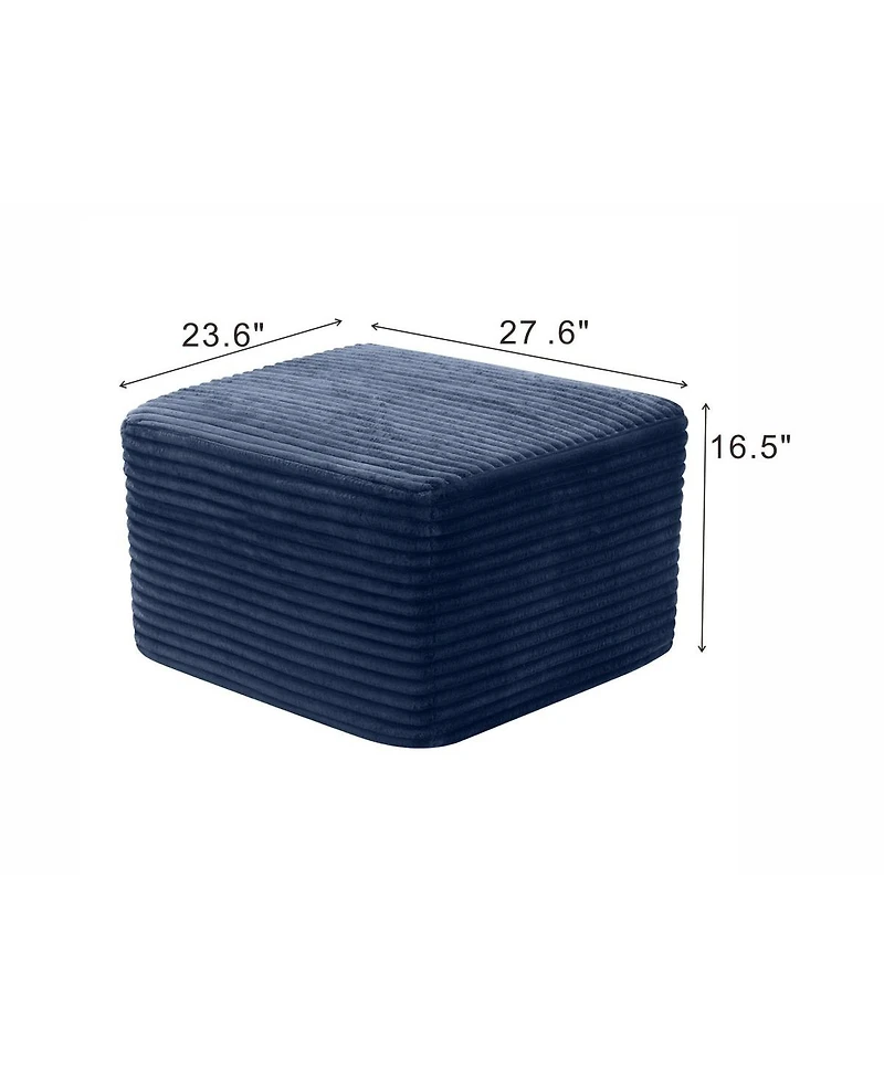 Streamdale Furniture Ultra-Cozy Ribbed Corduroy Square Ottoman - Versatile, Pet-Friendly Footrest