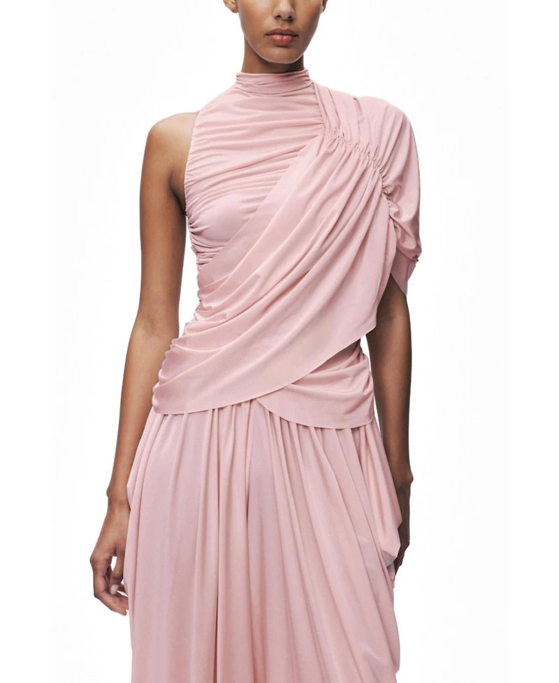 Nocturne Women's Asymmetric Sleeve Draped Blouse