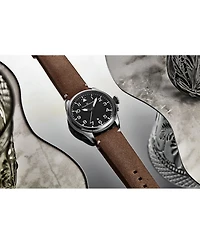 Alexander Men's Swiss Made Aviator A601.02 Quartz Watch with Dial, Suede Leather Strap, Sapphire Crystal, 42mm