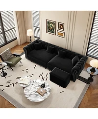 Streamdale Furniture Chesterfield 3-in-1 Convertible Pull-Out Sleeper Sofa Bed with Ottoman