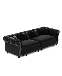 Streamdale Furniture Chesterfield 3-in-1 Convertible Pull-Out Sleeper Sofa Bed with Ottoman