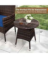 Sugift 3 Piece Patio Bistro Furniture Set with 2 Rattan Chairs and Round Side Table