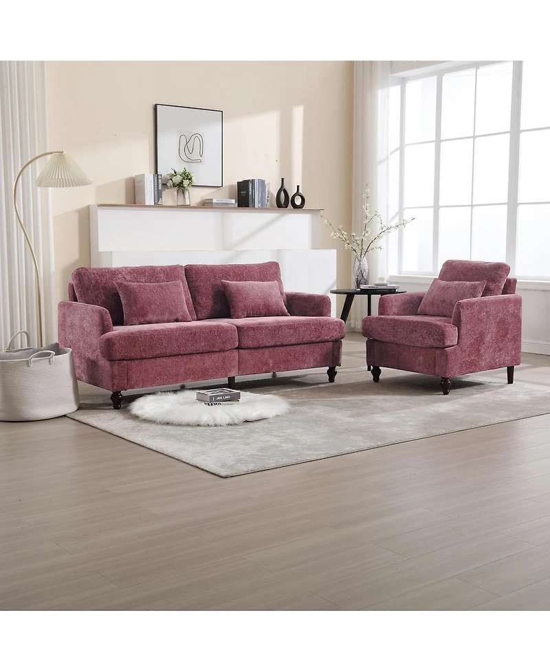 Streamdale Furniture Mid-Century Modern Chenille 2-Seater Loveseat Sofa