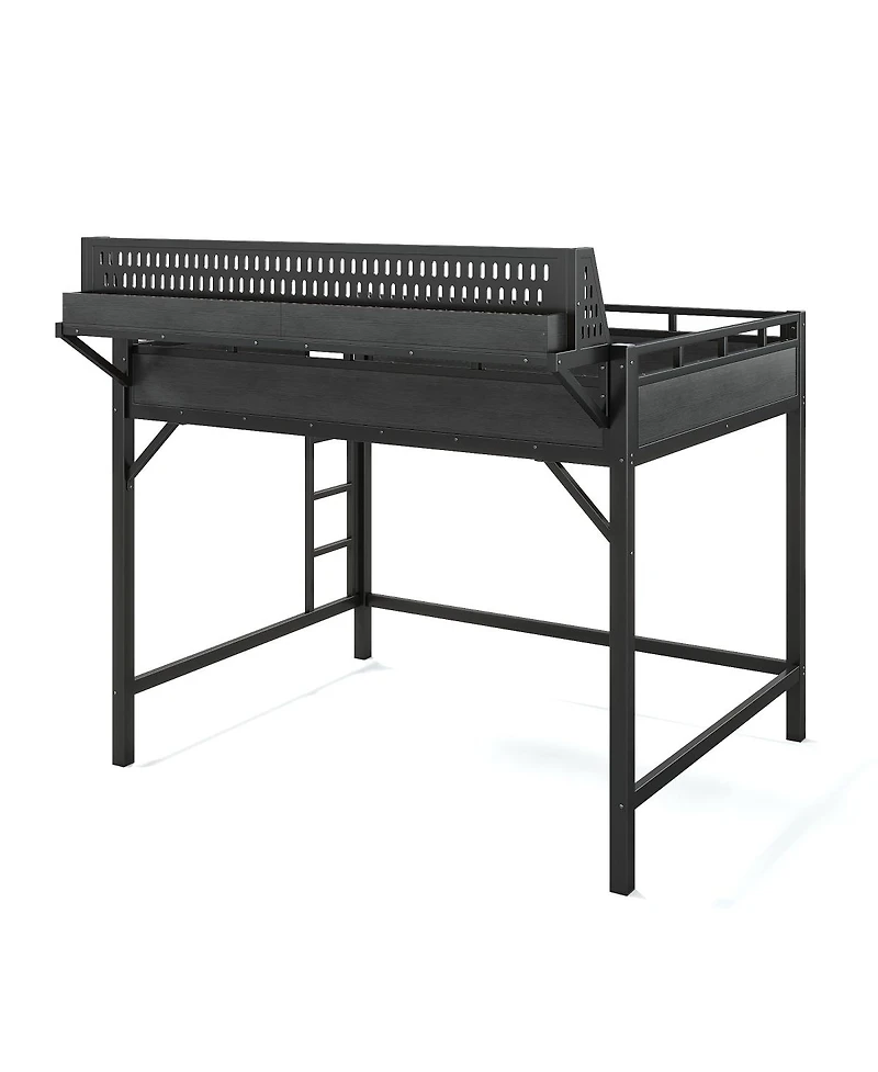 Streamdale Furniture Queen Loft Bed with Storage, Pegboard, Usb Ports, and Led Lights