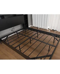 Streamdale Furniture Queen Floating Bed Frame with Led Lights, Usb Ports and Storage Headboard