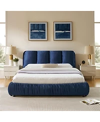 Streamdale Furniture Queen Size Upholstered Bed Frame, Modern Minimalist Velvet Bed