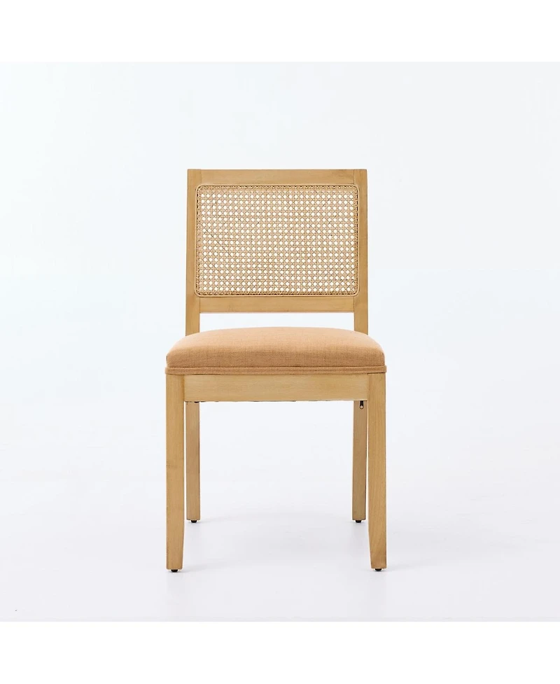 Streamdale Furniture Set of 2 Rattan Cane Back Dining Chairs, Mid-Century Modern Kitchen Chairs
