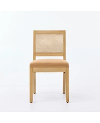 Streamdale Furniture Set of 2 Rattan Cane Back Dining Chairs, Mid-Century Modern Kitchen Chairs