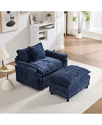 Streamdale Furniture 44.5" Modern Chenille Accent Chair with Ottoman