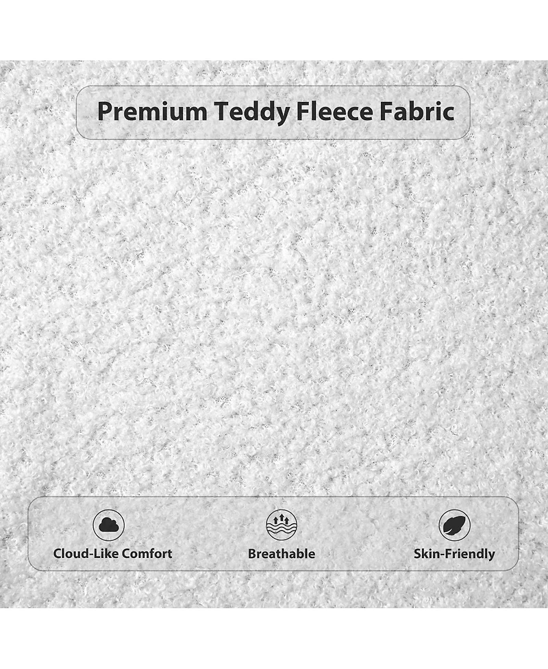Streamdale Furniture King Size Teddy Fleece Platform Bed with Hidden Storage, Nightstands and Led Lights