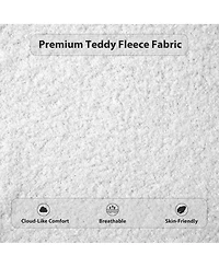 Streamdale Furniture King Size Teddy Fleece Platform Bed with Hidden Storage, Nightstands and Led Lights