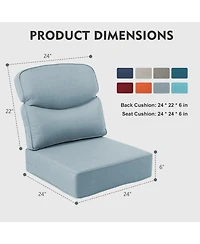 Pocassy 6 Inch Thick 24" x Outdoor Deep Seating Cushion Set Indoor And Seat / Back
