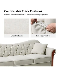 Hulala Home Mario Traditional 83"Wide Tufted Sofa with Solid Wood Legs