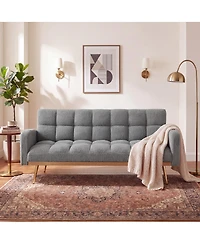 Streamdale Furniture 69" Soft Teddy Fleece Adjustable Sofa Bed for Small Spaces