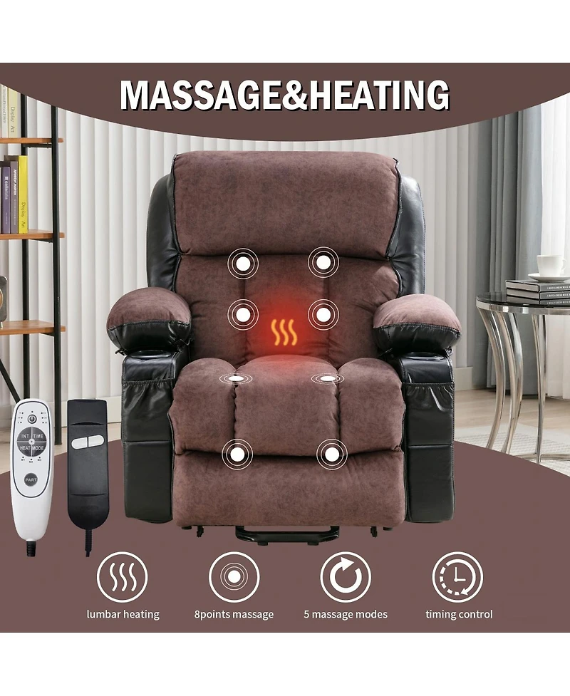 Streamdale Furniture Power Electric Massage Lift Recliner with Heat, Vibration, and Usb