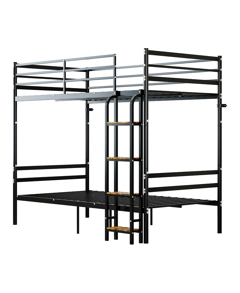 Streamdale Furniture Twin Over Twin Metal Bunk Bed with Ladder, Space Saving