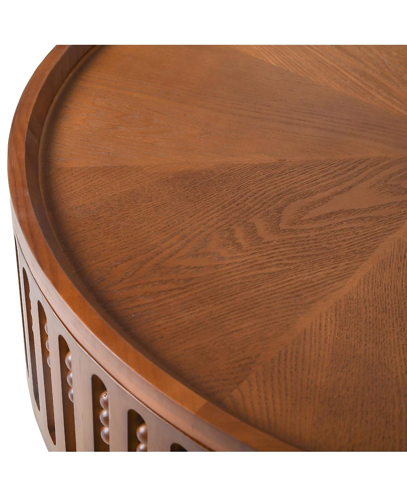 Streamdale Furniture 31.3" Round Boho Coffee Table with Flip-Top Hidden Storage