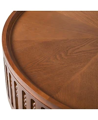 Streamdale Furniture 31.3" Round Boho Coffee Table with Flip-Top Hidden Storage