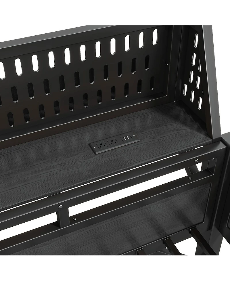 Streamdale Furniture Twin Xl Metal Loft Bed with Storage, Pegboard, Usb, and Led Lights