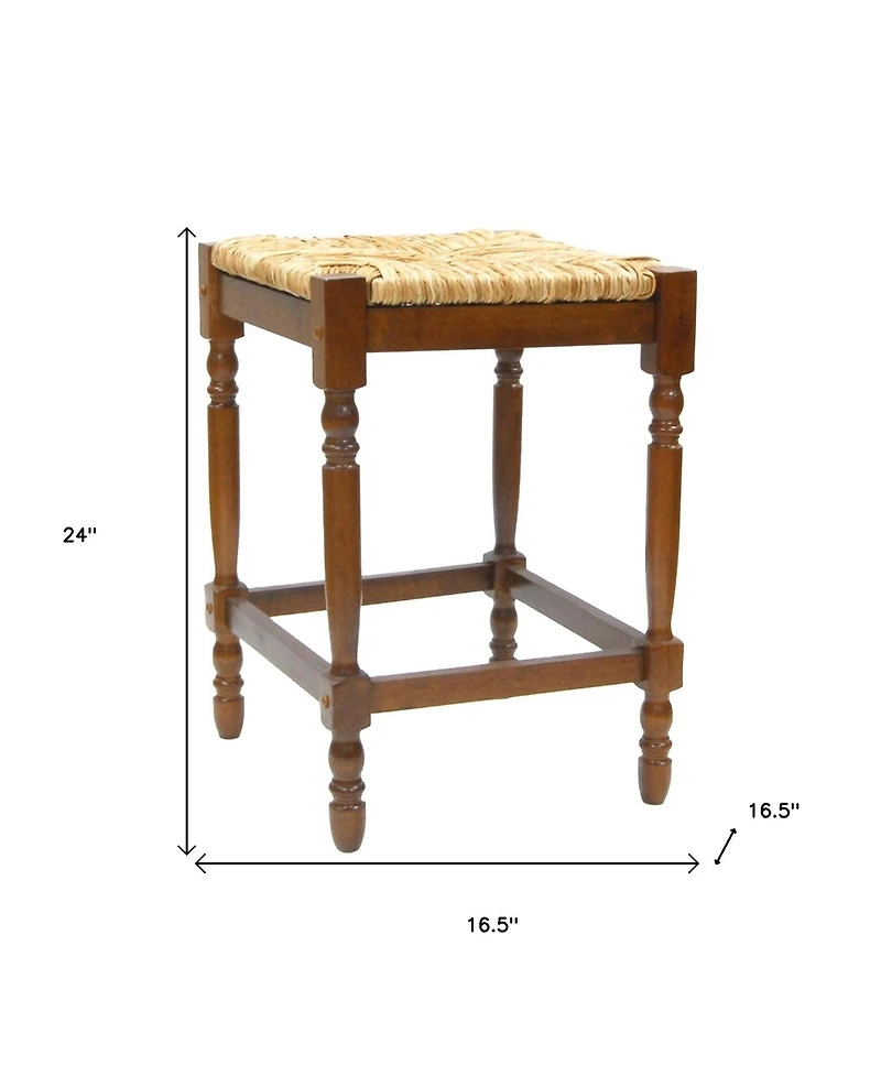 HomeRoots 24" Solid Wood Backless Counter Height Bar Chair