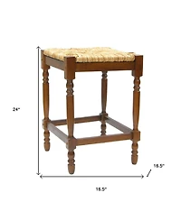 HomeRoots 24" Solid Wood Backless Counter Height Bar Chair