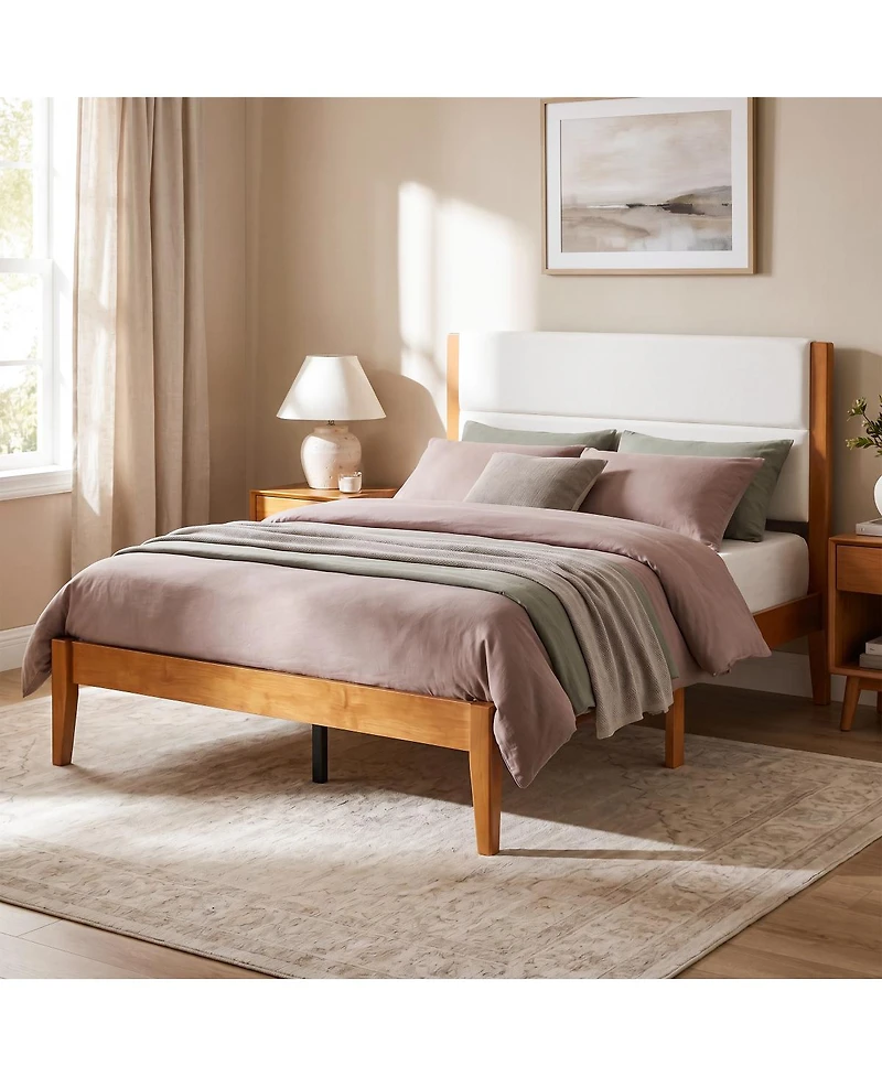 Streamdale Furniture Mid-Century Modern Upholstered Platform Bed Frame, Full
