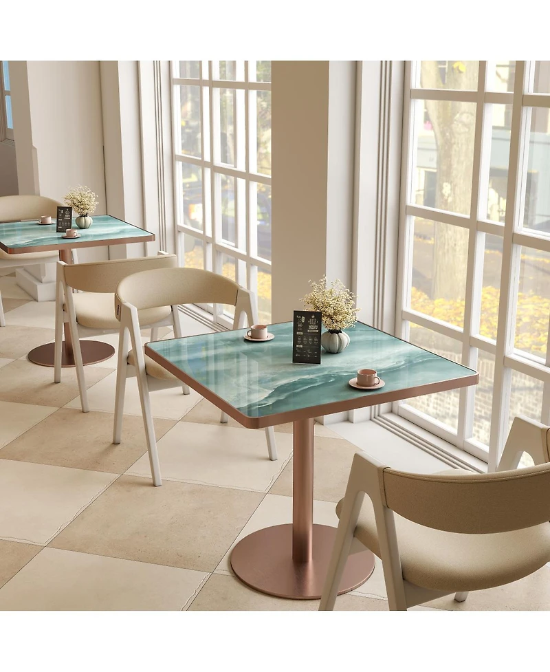 Streamdale Furniture 31.5" Round Sintered Stone Dining Table with Pedestal Base for Small Spaces