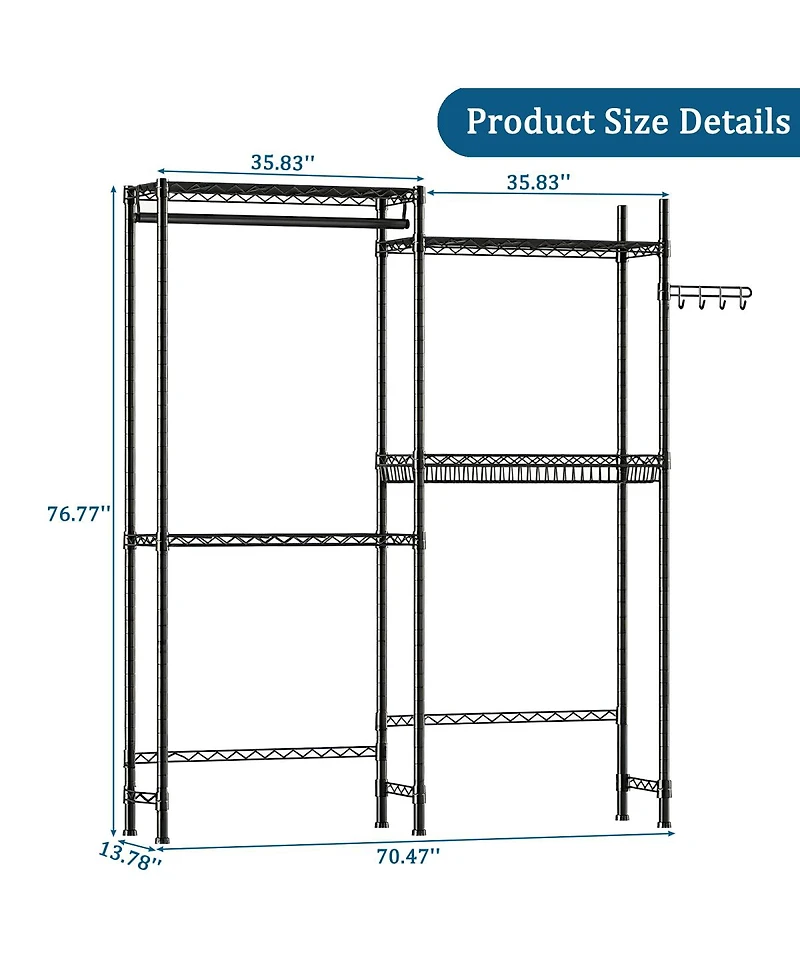 Streamdale Furniture 4-Tier Over-Washer/Dryer Storage Rack with Drying Hooks