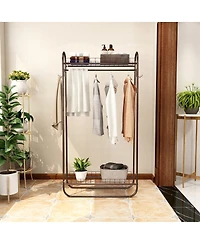 Streamdale Furniture Heavy Duty Rolling Garment Rack with Double Shelves