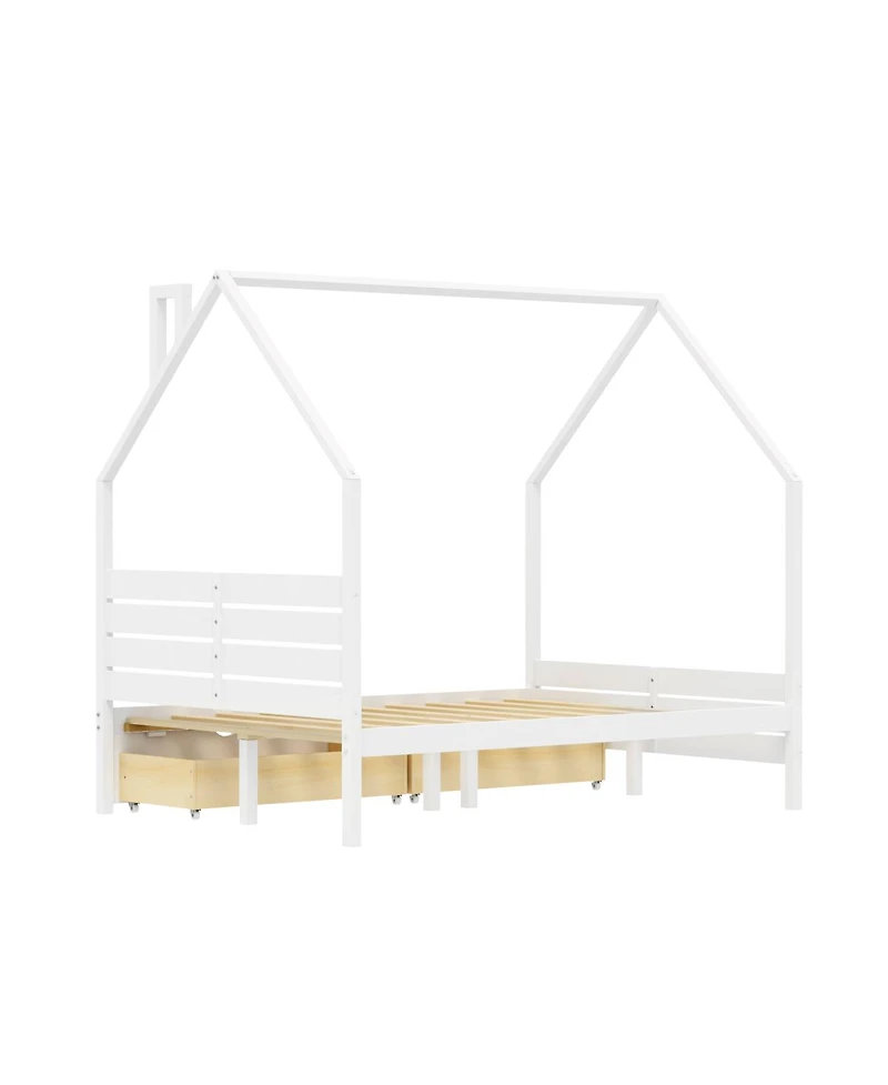 Streamdale Furniture Full House Bed Frame with 2 Storage Drawers