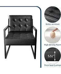 gaomon Pu Leather Accent Chair, Mid Century Modern Armchair with Thick Cushion and Metal Frame, Comfy Seating for Living Room, Bedroom