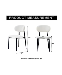 Streamdale Furniture Upholstered Fabric Dining Chairs with Metal Legs, Set of 2