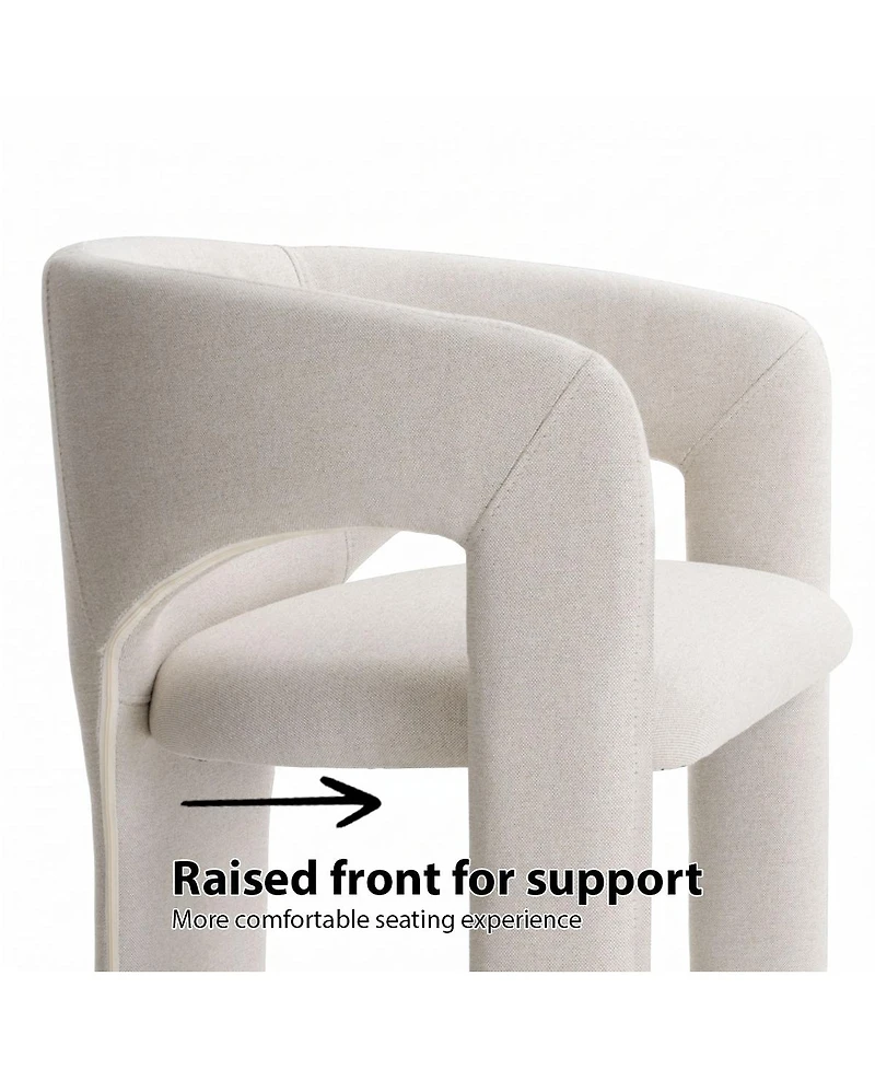 Maison Boucle Modern Upholstered Dining Chairs Set of 2, Water-Resistant Linen, Curved Open Back, Barrel Back Accent for Room