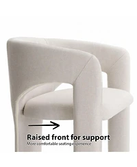 Maison Boucle Modern Upholstered Dining Chairs Set of 2, Water-Resistant Linen, Curved Open Back, Barrel Back Accent for Room