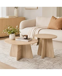 Streamdale Furniture Retro-Style Round Nesting Coffee Table Set with Crisscross Legs