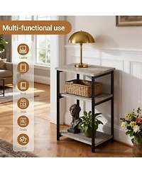gaomon 3-Tier End Table with Storage Shelf, Metal Frame Side Table for Living Room, Bedroom, Bathroom