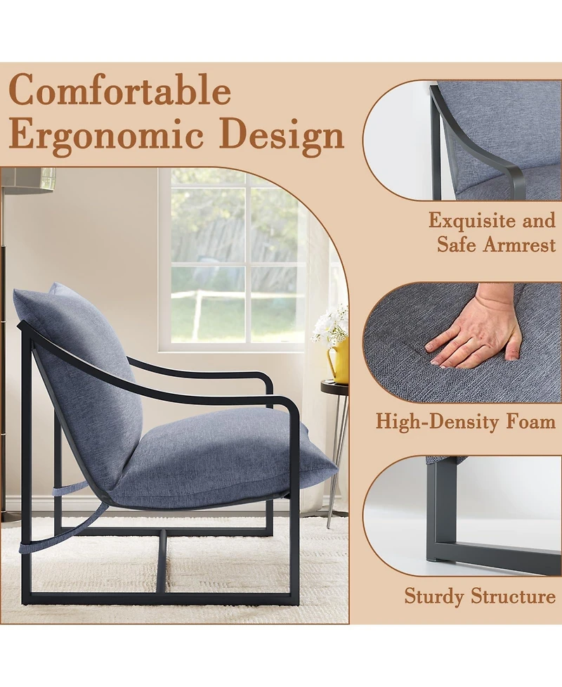 homfan Set of 2 Mid-Century Modern Upholstered Accent Chair, Sturdy Metal Frame Armchair with Plush Seating, Cozy Reading Chair for Living Room, Study