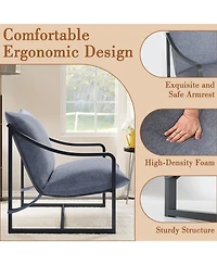 homfan Set of 2 Mid-Century Modern Upholstered Accent Chair, Sturdy Metal Frame Armchair with Plush Seating, Cozy Reading Chair for Living Room, Study