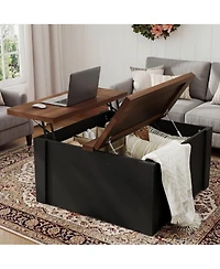 gaomon Modern Farmhouse 31.5" Square Flip-Top Coffee Table with Hidden Storage and Gas Struts, Wood Grain Finish