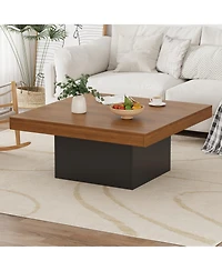 gaomon Square Coffee Table, 35 Inch Led Living Room Tables, Modern Coffee Tables with Plug-in 16-Color Led Lights, Cocktail Table for Home Office